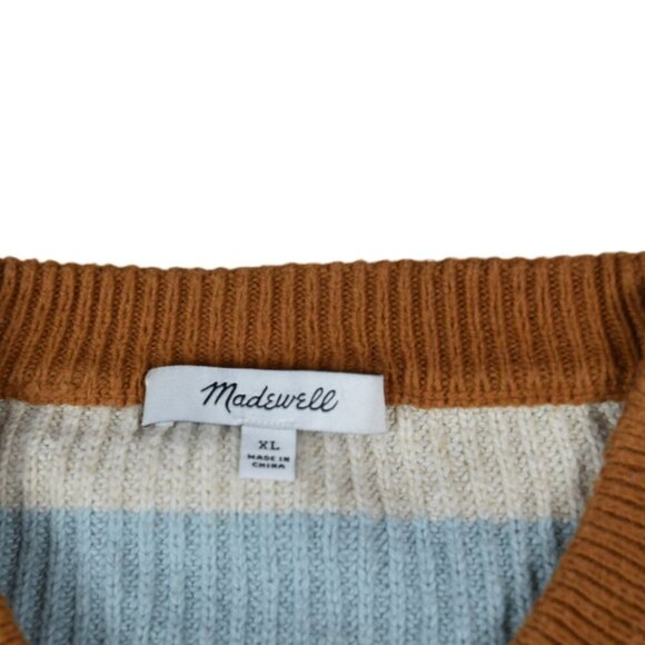 Madewell Sweater Womens XL Striped Sherbert Cotton Blend Preppy Cozy Beachy - Picture 5 of 7